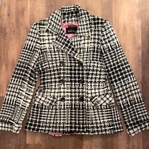 MODA International Black & White Pea Coat